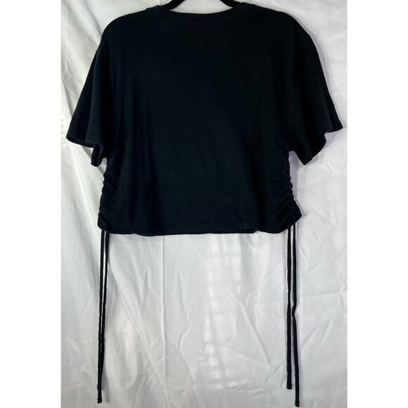 Universal Thread Black Cinched Sides Cropped Short Sleeve Top Reg Size Medium - Picture 2 of 6